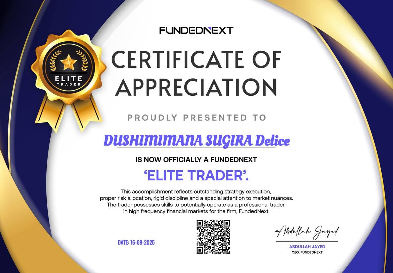 Funded Account Certificate from SUGIRAForex Academy, forex trading academy in Rwanda