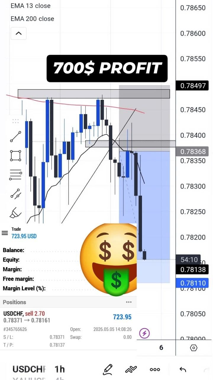 700$ PROFIT ON USDCHF SELLS